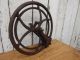 Antique Cast Iron Mounted Pulley Wheel Old Vintage Industrial Mechanical Primitives photo 5