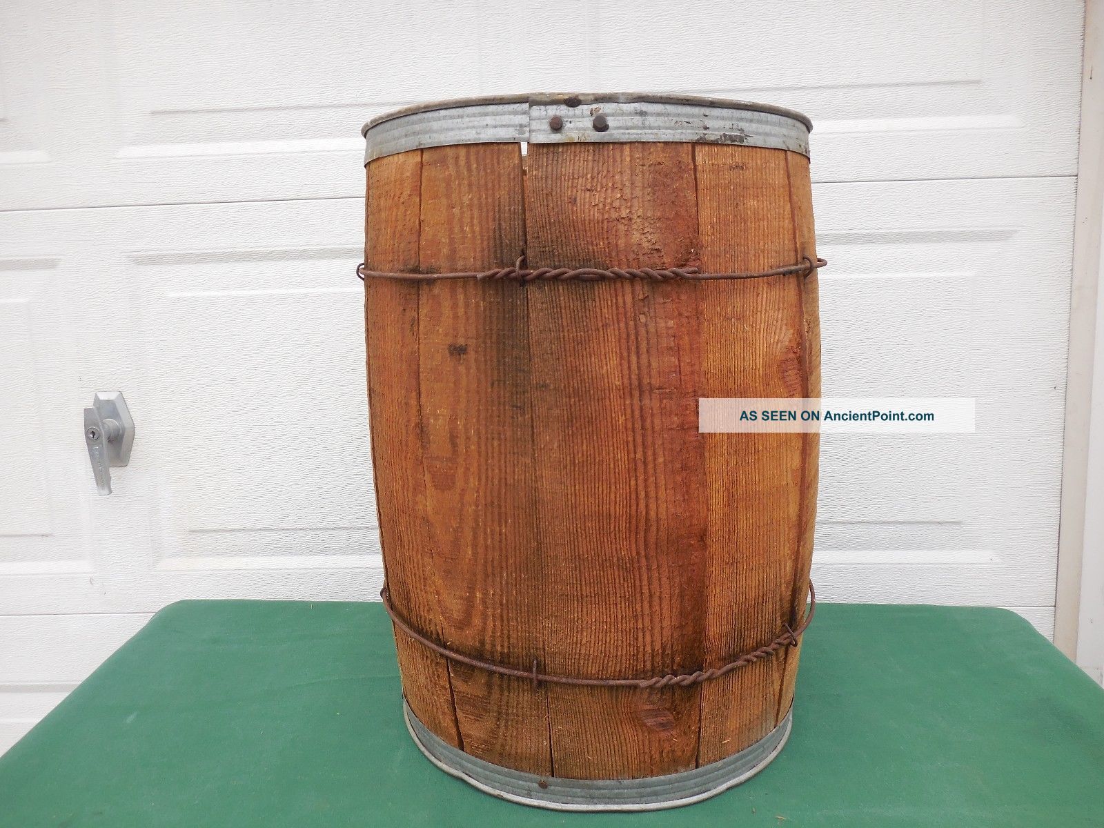 Old Rustic Wood Keg/nail Barrel Farm/cowboy Western Country Decor Primitives photo
