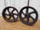 2 Antique Cast Iron Industrial Cart Wheels Vintage Parts Hit Miss / Maytag Primitives photo 1