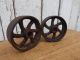 2 Antique Cast Iron Industrial Cart Wheels Vintage Parts Hit Miss / Maytag Primitives photo 3