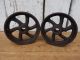 2 Antique Cast Iron Industrial Cart Wheels Vintage Parts Hit Miss / Maytag Primitives photo 5
