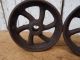 2 Antique Cast Iron Industrial Cart Wheels Vintage Parts Hit Miss / Maytag Primitives photo 6