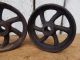 2 Antique Cast Iron Industrial Cart Wheels Vintage Parts Hit Miss / Maytag Primitives photo 7