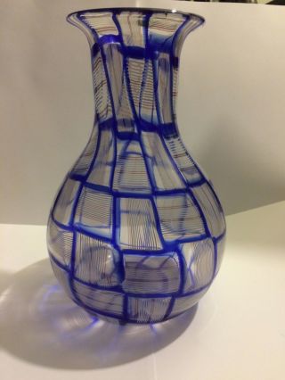 Rare Rare Rare Italian Glass Vase Venini Murano Mosaico Tessuto Latticino photo