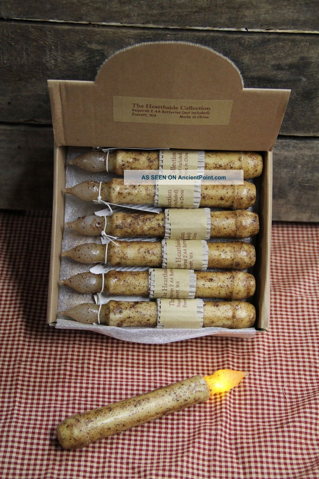 12 Primitive Country Burnt Ivory 6. 5 " Battery Operated Timer Taper