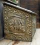 Antique Handmade Embossed Copper Covered Wood Kindling Box Coal Hod Tinder Chest Hearth Ware photo 4