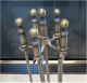 Vintage Fireplace Tools,  5 Pc Burnished Brass Finish Hearth Ware photo 3