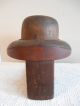 Antique Vtg 2 Pc Wood Hat Form Mold Block On Stand Millinery 7 - 3/8 Industrial Molds photo 4