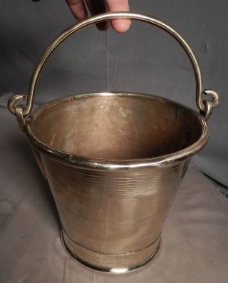 Antique Ring Turned Dovetailed Brass Pail Bucket Grain Measure British Handmade photo