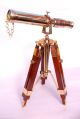 Nautical Collectible Single Barrel Brass Telescope With Wooden Tripod Stand Telescopes photo 1