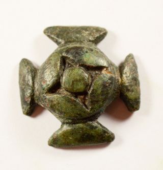Rare Celtic Decoration In Form Cross - / Green Patina photo