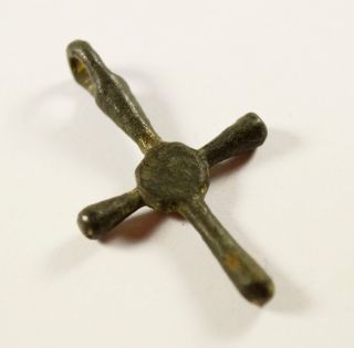 Very Rare Viking Bronze Cross - C 11th C Ad - Wearable Religious Artifact photo