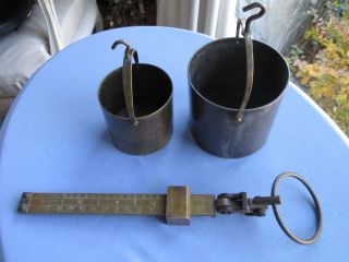 Antique Fairbanks - Winchester Brass Grain Beam Scale With 2 Buckets No Res photo