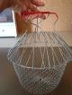 Vintage Primitive Wire Egg Basket Red Handles Collapsible Basket Decor Strainer Primitives photo 2