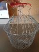 Vintage Primitive Wire Egg Basket Red Handles Collapsible Basket Decor Strainer Primitives photo 3