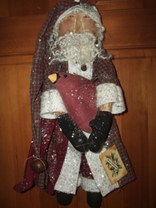 Primitive Olde World Santa Clause Father Christmas Winter Hanging Door Greeter photo