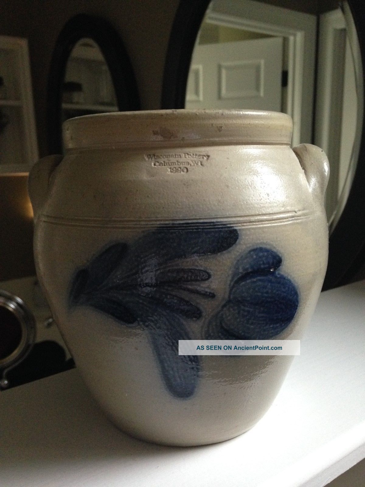 Primitive Salt Glaze Stoneware Urn Crock Mel Limited Wisconsin Pottery Huntley Primitives photo