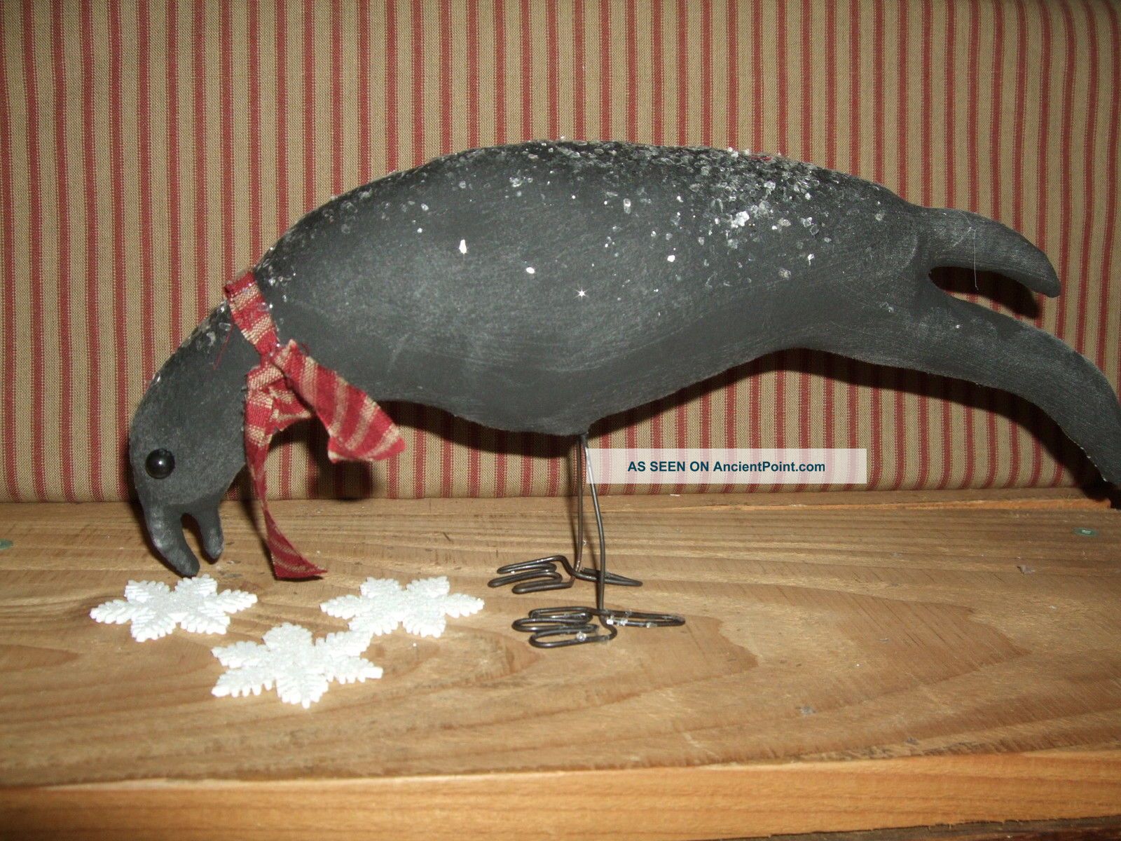 Primitive Olde Winter Crow Christmas Holiday Ornie Cupboard Decor Primitives photo