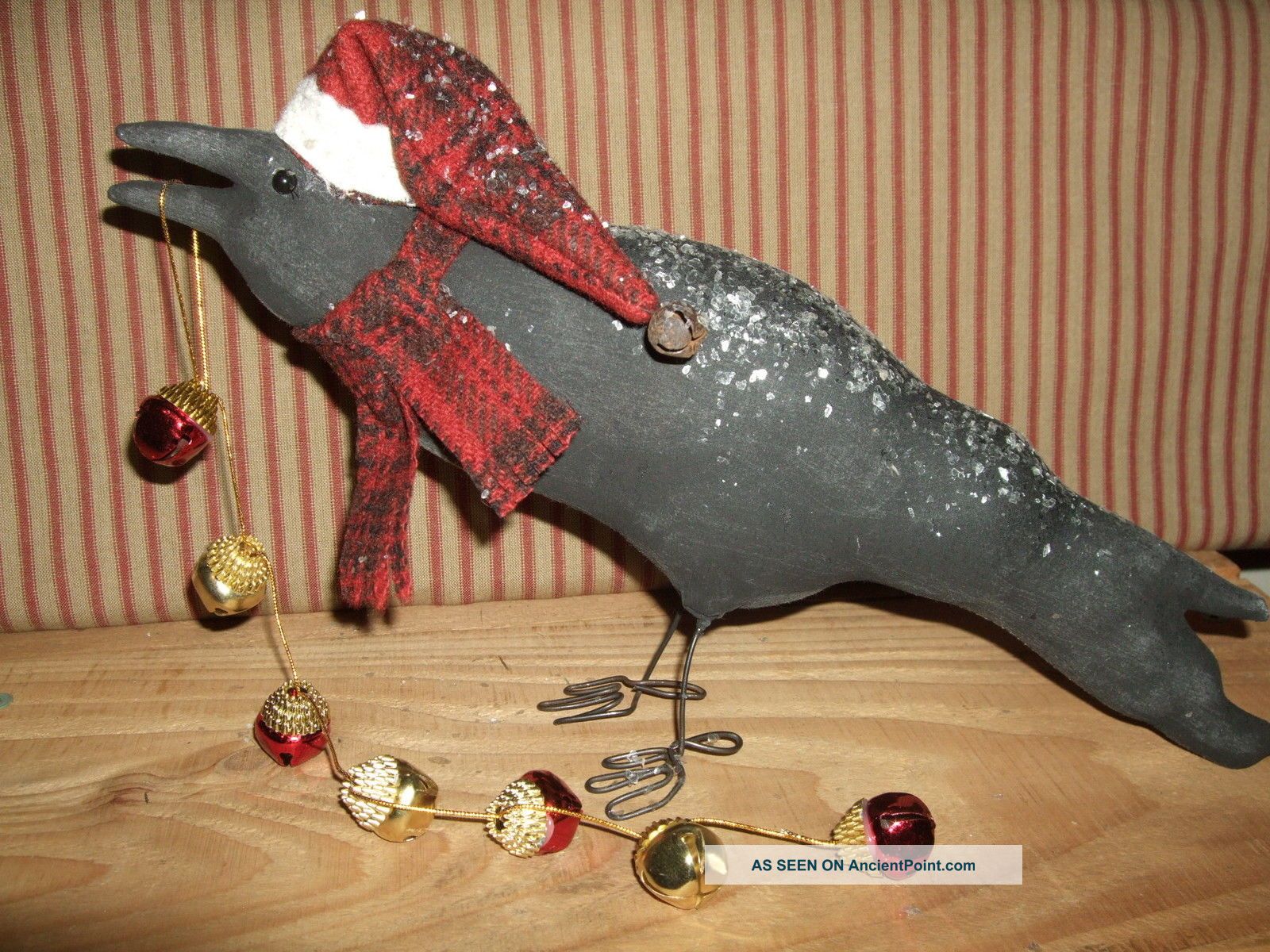 Primitive Olde Winter Crow Christmas Holiday Ornie Cupboard Decor Primitives photo