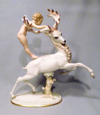 Hutschenreuther Germany Rare Porcelain Fairy Riding Reindeer Figurine - Wow photo