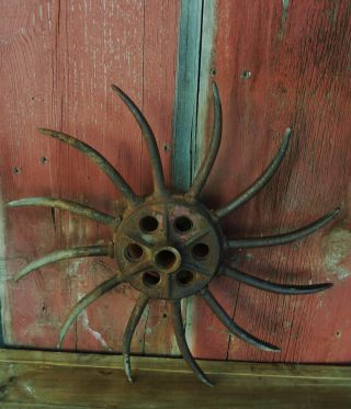 Antique Cast Iron Rotary Wheel Hoe Farm Cultivator 18 