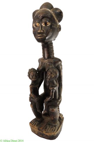 Baule Seated Maternity Figure Mother Two Children Africa Was $650 photo