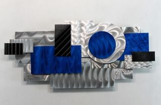 Metal Abstract Modern Art Deco Wall Art Sculpture - Blue Impulse By Jon Allen photo