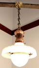 Arts And Crafts/edwardian Copper/brass Pendant/ceiling Light Opaline Glass Shade Arts & Crafts Movement photo 2