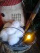 Handmade Primitive Grungy Snowman Doll Lighted Candle Lamp Folk Art Primitives photo 1