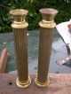 Spare Pair Solid Brass Column Kits With Undermounts Restore Paraffin Oil Lamps 20th Century photo 1