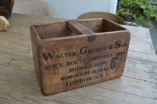 Vintage Style Handmade Decorative Pine Spice Merchant Salt Crate Box London H7 photo