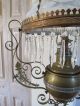 Antique White Opalescent Bulls Eye Glass Hanging Parlor Oil Lamp,  Glass Prisms Chandeliers, Fixtures, Sconces photo 4