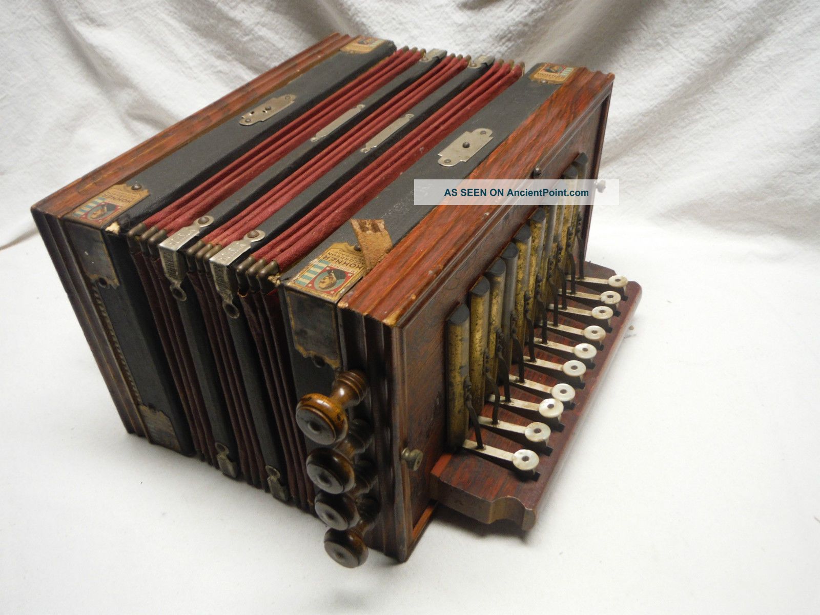 Antique Hohner Accordion Gold Medal St Louis 1904 Germany Steel Bronze Reeds Other Antique Instruments photo