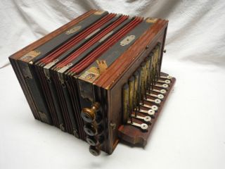 Antique Hohner Accordion Gold Medal St Louis 1904 Germany Steel Bronze Reeds photo