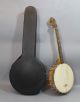 Antique Early 20thc 4 - String Banjo Mop Inlaid Star,  Good Case,  Nr String photo 1