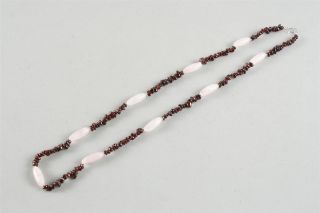 Vintage Natural Garnet And Rose Quartz Necklace Dramatic 28in Size photo