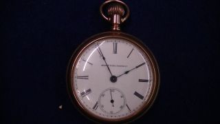 Elgin Pocket Watch 1887 Gold Plated Case Grade 73 18 S 7 Jewels photo