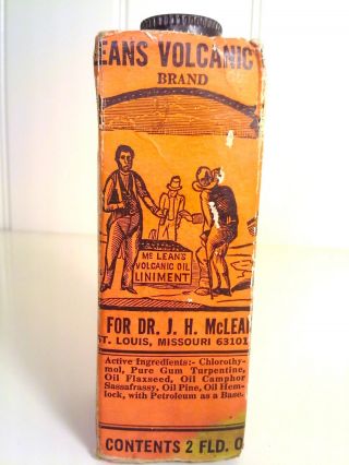 Vintage Dr J.  H.  Mcleans Volcanic Oil Liniment Antique Apothecary Glass Bottle photo