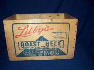 Vintage Wood Libby ' S Roast Beef Crate - Prod.  Of Argent.  24 12oz Tins Redu photo