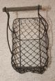 Small Primitive Style Rusty Chickenwire Egg Basket With Wood Handle Metal Decor Primitives photo 3