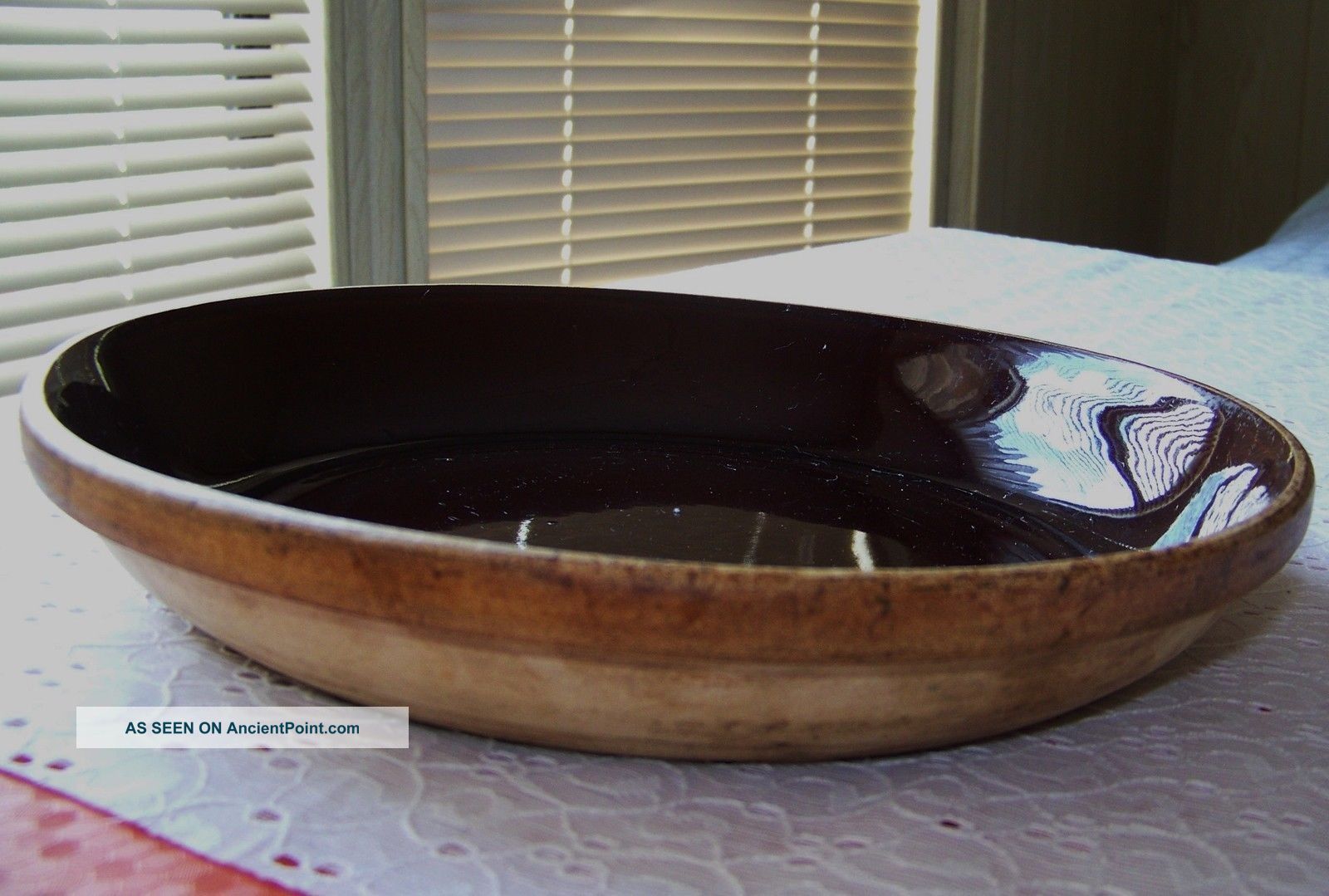 Antique Primitive Brown Glazed Pie Plate 9 Inch Clay Pie Dish