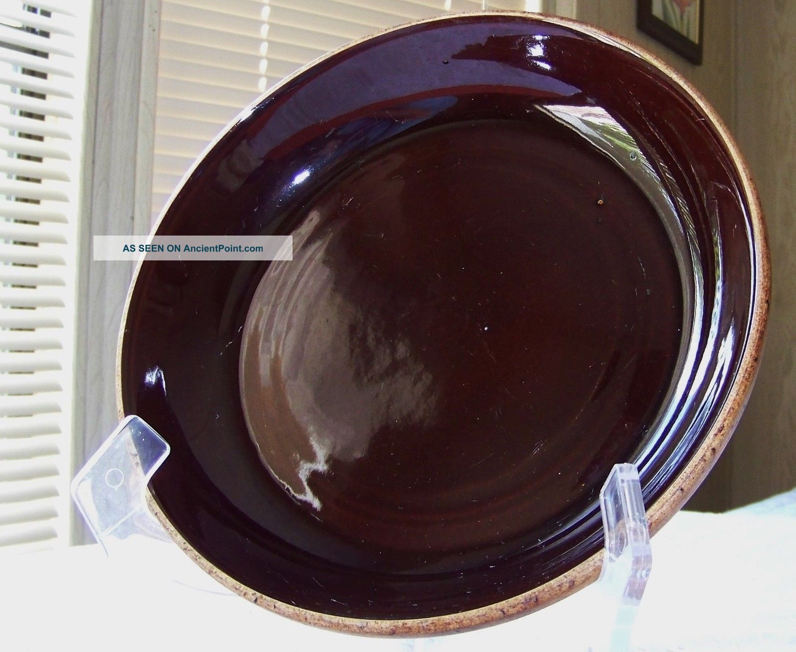 Antique Primitive Brown Glazed Pie Plate 9 Inch Clay Pie Dish