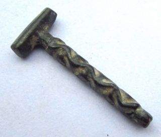 Ancient Nordic Bronze With Pattern - Thor Hammer - Amulet 8 - 10th Ad (173 -) photo