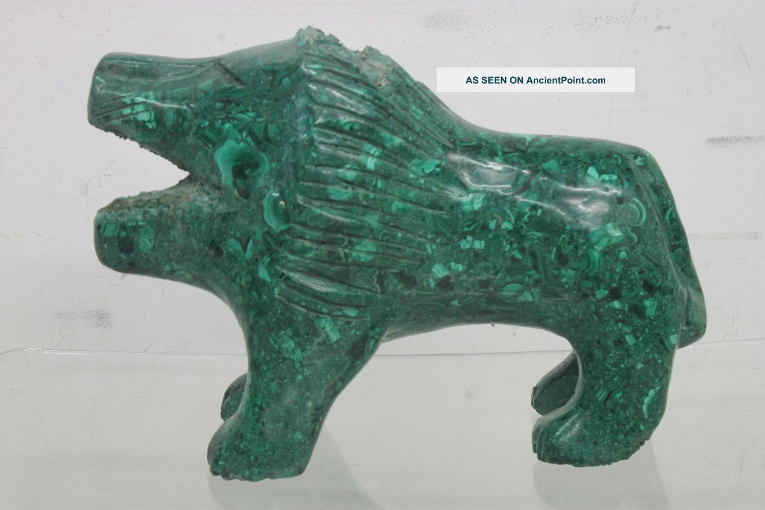 African Tribal Hand - Carved Malachite Green Stone Lion Statue Figure Rare 22kg Other African Antiques photo