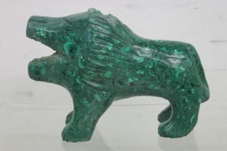 African Tribal Hand - Carved Malachite Green Stone Lion Statue Figure Rare 22kg photo