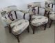 4 Antique Chair Frames With Vintage Nautical Fabric Seats Mahogany Frame Chairs 1900-1950 photo 1