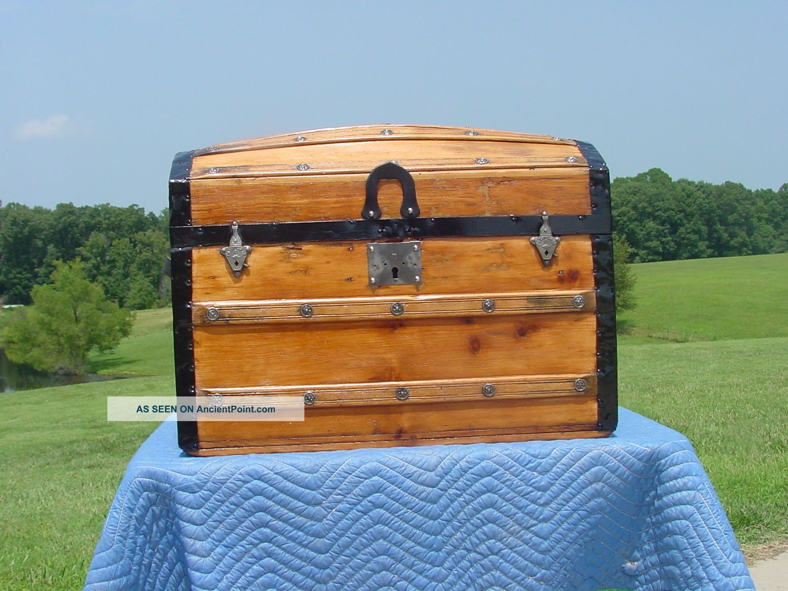 Awesome Restored Antique Trunk Pat ' D July 1872 As Much As 143years Old 1800-1899 photo