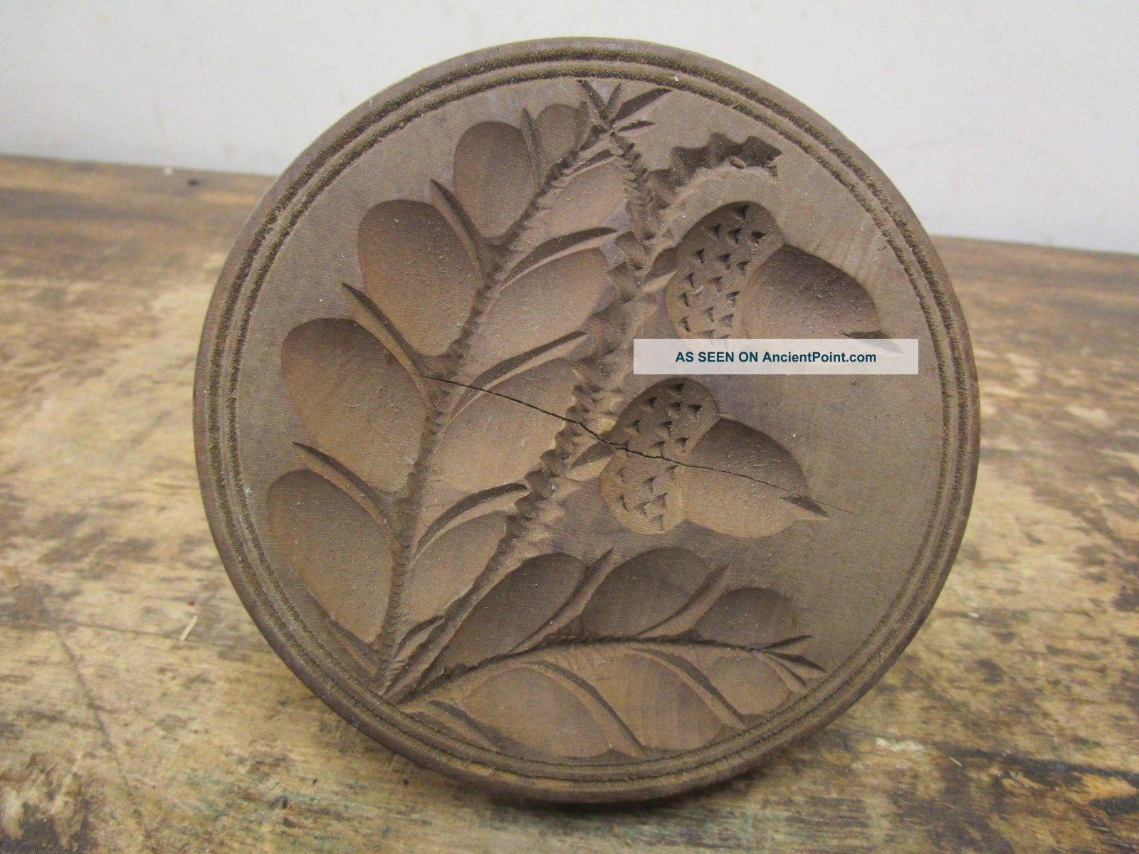 Antique Folk Art Butter Print Stamp Mold 002 Primitives photo