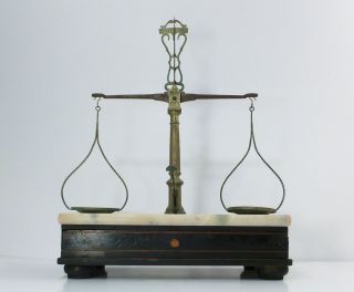 Technical Balance Countertop Italian Scale Of D.  Ganzi Milano 60 Gram Marble 19c photo