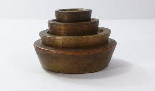 4 Scale Weights Brass 1/4 1/2 1 N 2 Oz Postal Countertop Weight England Stacking photo